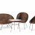 Settee, two easy chairs and a side table, 1950s