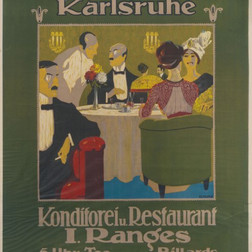 Werbeplakat 'Café Museum Karlsruhe', um 1914