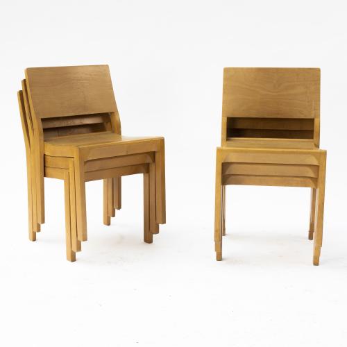 Six '11 / 611' stacking chairs, 1929