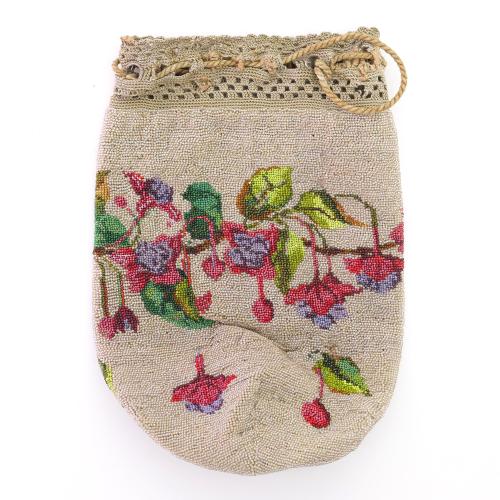 Perlbeutel mit Blumenranke, um 1900