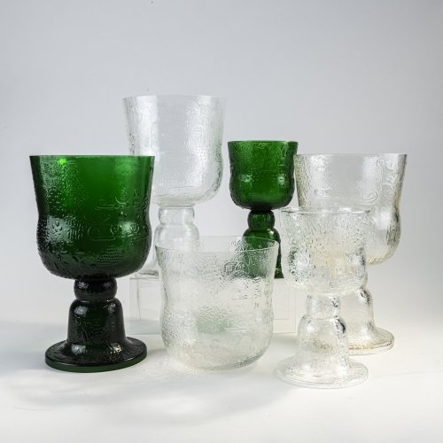Fünf Aufsatzschalen und eine Vase aus der Serie 'Fauna', um 1966