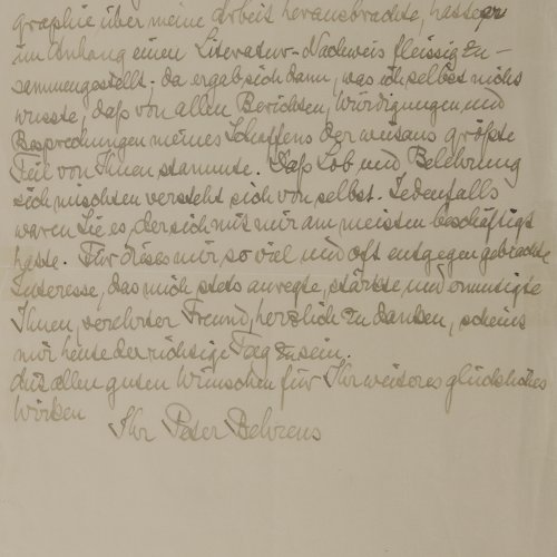 Persönlicher Brief von Peter Behrens
