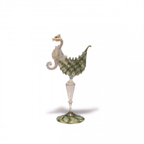 'A reticello' goblet with seahorse, 1880