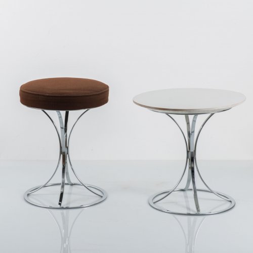 Beistelltisch und Hocker, 1960er Jahre