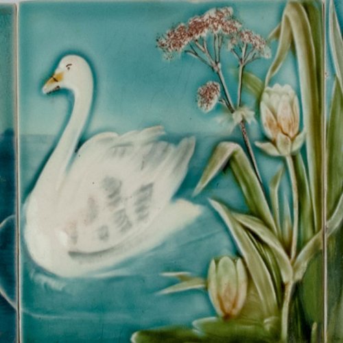 Fünf Fliesen, um 1900