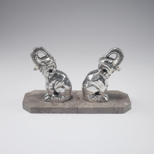 Zwei Buchstützen 'Elefant', um 1930