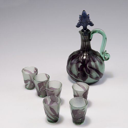 Siebenteiliges Likörservice 'Iris', um 1900