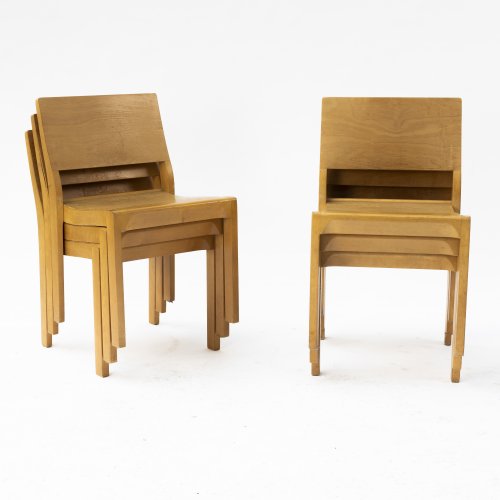 Six '11 / 611' stacking chairs, 1929
