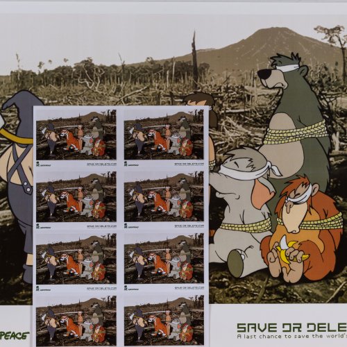 'Save or delete' for Greenpeace (Poster und Sticker), 2002