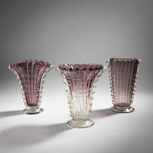 Three 'A bolle' vases, c. 1950
