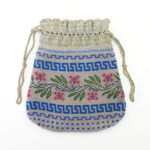 Pouch with flowers and meander decor, mid-19th century