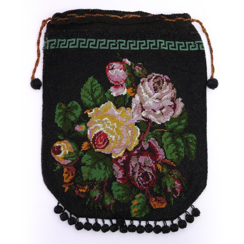 Large pouch with bouquet of roses, 2nd half of the 19th century