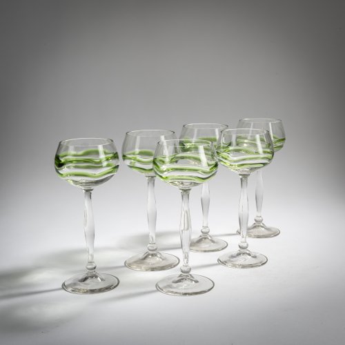 Six wine glasses, c. 1904