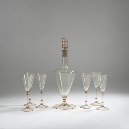 Carafe with six goblets, c. 1930