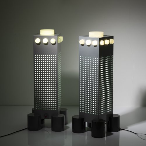 2 'Zerodue WWF Tower' floor lamps from the 'Still Light' series, 1985