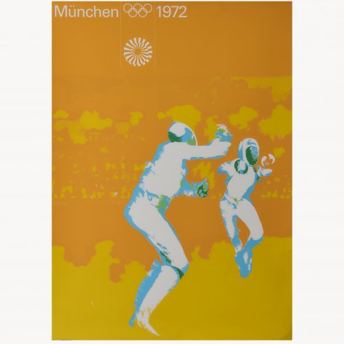 Testdruck Olympische Spiele München: Fechten orange, um 1970