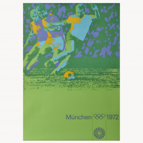Poster Olympische Spiele München: Fußball grün, um 1970