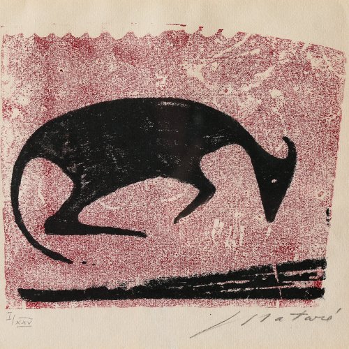 Ewald Mataré*, Liegende Kuh (nach rechts), 1958, Farbholzschnitt, WVZ Nr. 403