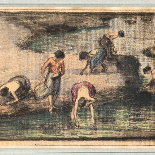 Ludwig von Hofmann, Strand mit Muschelsammlerinnen. Zeichnung, 1906