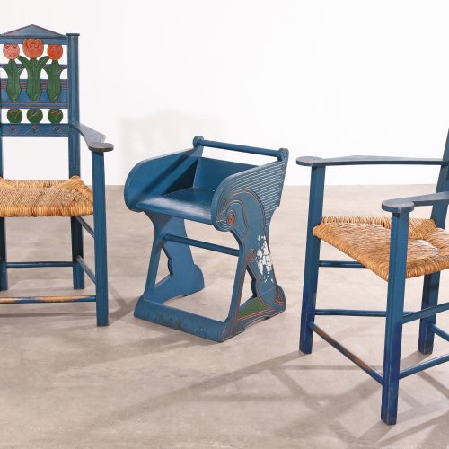 Heinrich Vogeler, 2 chairs and stools, model Tulpe / Tulip