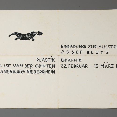 Joseph Beuys*, Invitation card, 1953, exhibition 'Plastik Graphik', van der Grinten