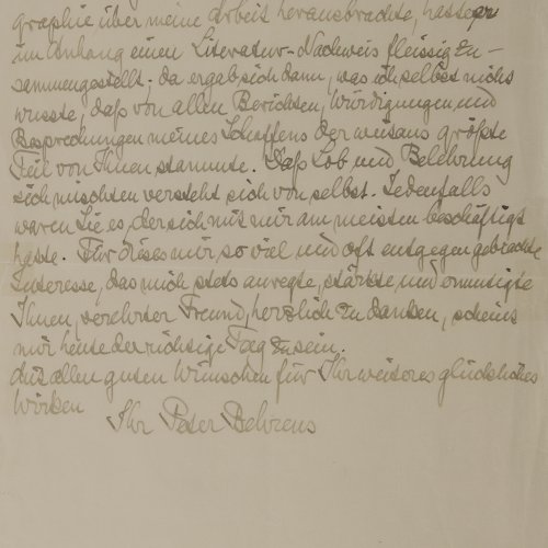 Personal letter written by Peter Behrens