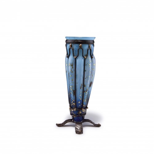 Vase 'Verre de Jade' mit Eisenmontierung von Louis Majorelle, 1920er Jahre 