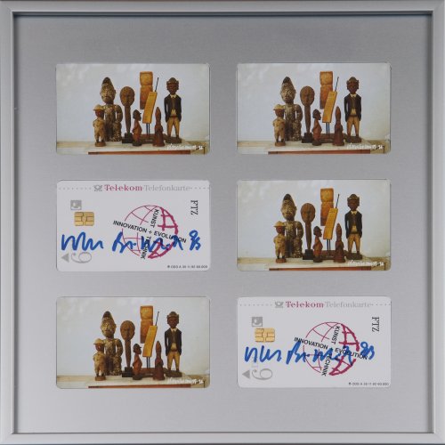 Installation aus 6 Telefonkarten 'Evolution', Telekom FTZ, 1992