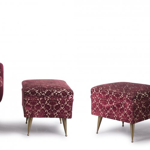 Two armchairs and ottomans, 1950s