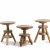 Three height-adjustable stools, c1850