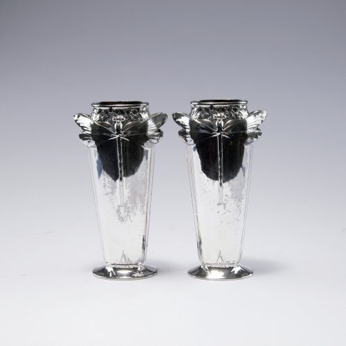 Pair of 'Dragonfly' vases, c1900
