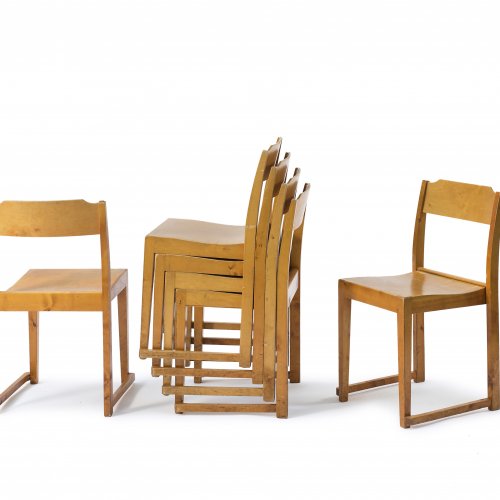 Six stacking chairs, 1932