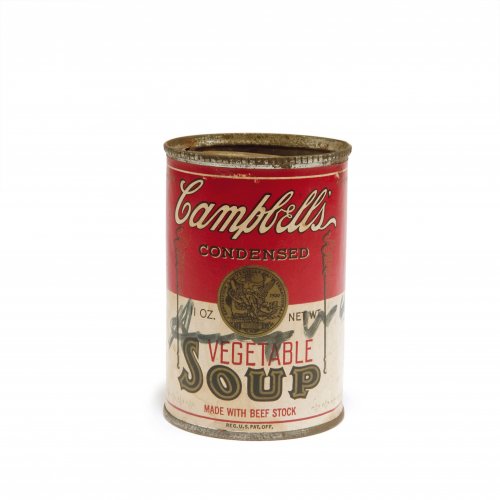 'Campbell soup metal tin can: Vegetable Soup', 1980
