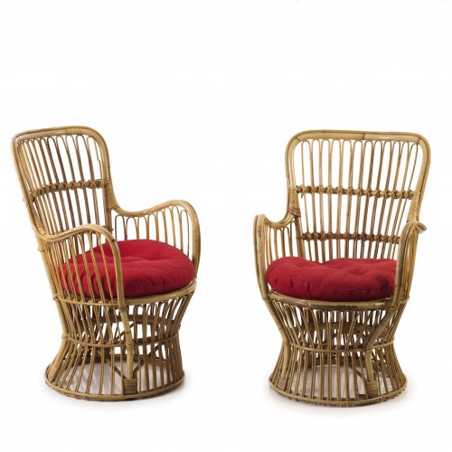 Two wicker chairs, 1950s