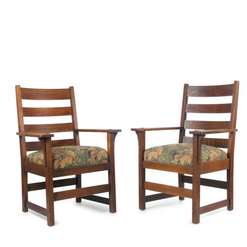 Two 'Slatted Arm Chairs', c1905