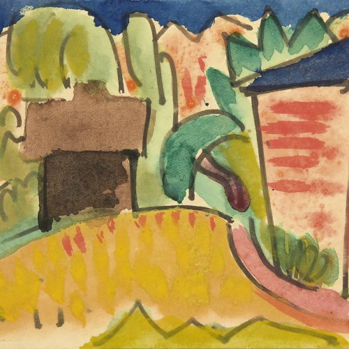 'Landscape with Houses' artist's postcard, 1921