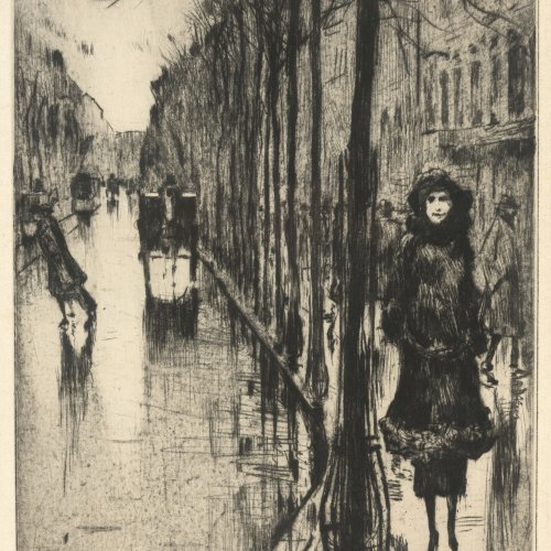 'Straße im Regen', erstes Viertel 20. Jahrhundert