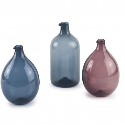 Drei 'Vogelflaschen' aus der 'i-Glas'-Serie, 1956