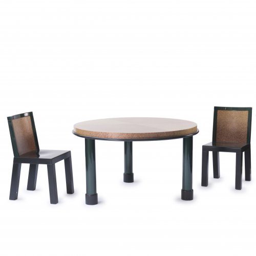 Three 'Danube' chairs and a table, 1986
