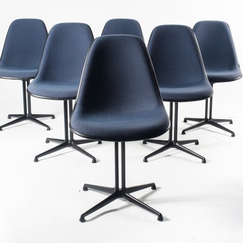 Six 'Plastic Side Chairs' on 'LaFonda' base, c1960