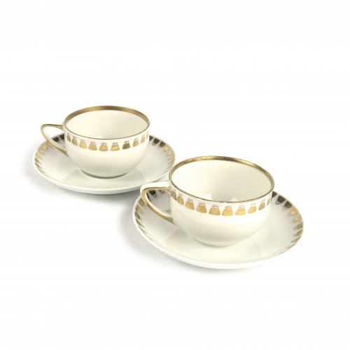 Two teacups and saucers, c1906