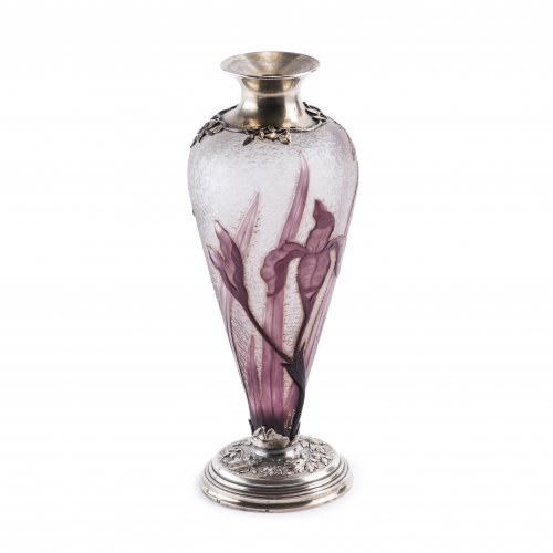 'Iris et Papillon' vase with silver mounting, 1893