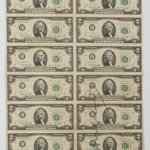 '16 Two Dollar Notes (uncut) ', probably 1976