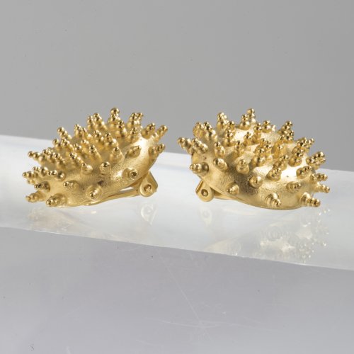 Pair of 'Igel' (hedgehog) stud earrings, 1988