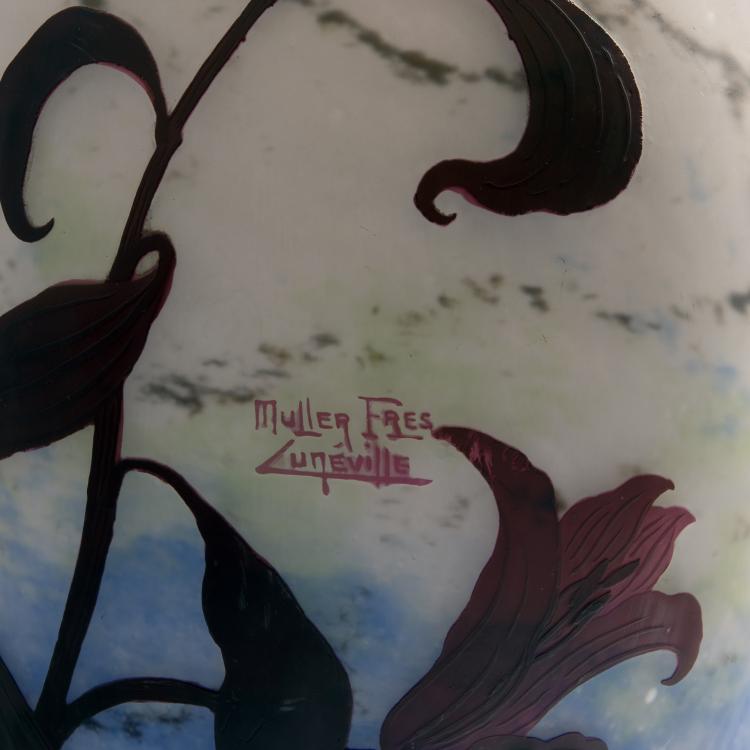 Bild 2 zu Objekt, Tall 'Lys tigr&eacute;' vase, 1925s, Muller Fr&egrave;res, Lun&eacute;ville, 144B 207