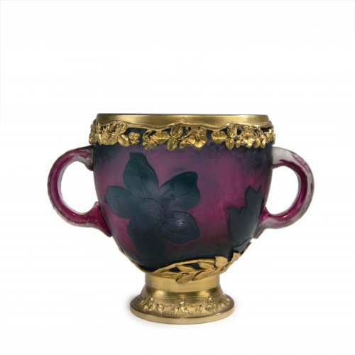 'Hellébores' Martelé vase with handles, gilded mounting, c. 1898