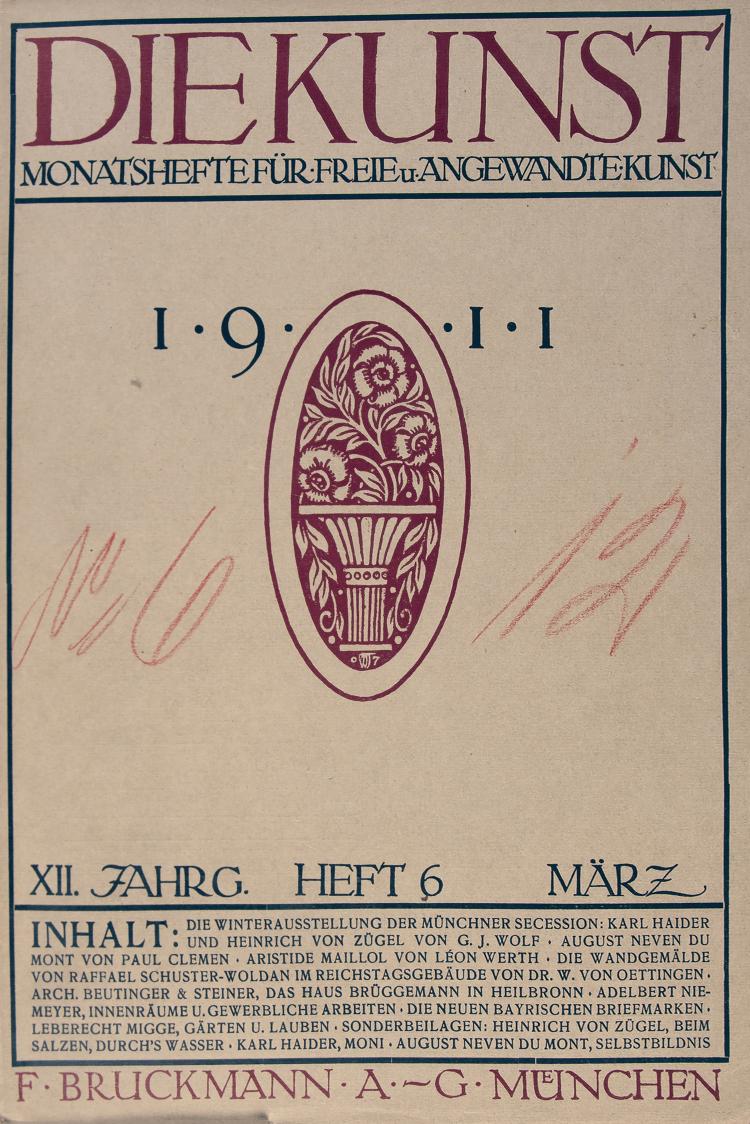 Hauptbild zu Objekt, 1 magazine and 10 volumes 'Die Kunst - Monatshefte f&uuml;r freie und angewandte Kunst', Fachliteratur Bruckmann, M&uuml;nchen, 144B 583