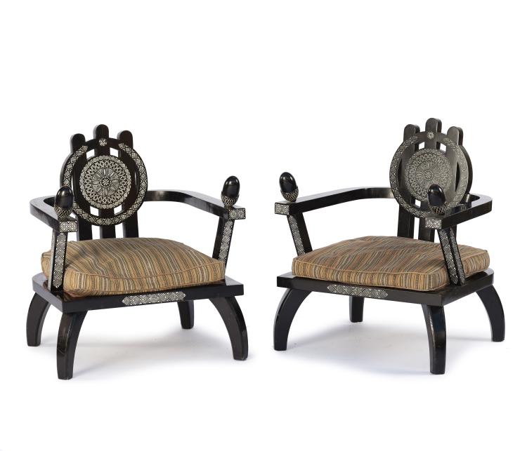 Hauptbild zu Objekt, Zwei Armlehnsessel, 1910er Jahre, Italien, 145B 188