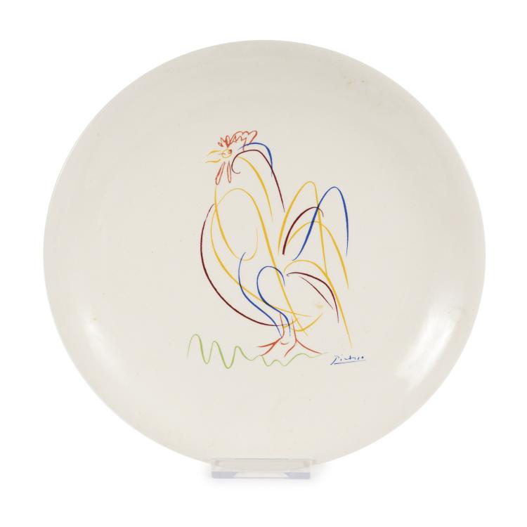 Hauptbild zu Objekt, Keramikteller 'Le Coqe' (Motiv von Pablo Picasso), 1970, Limoges E.C.P.L.P, 145C 494