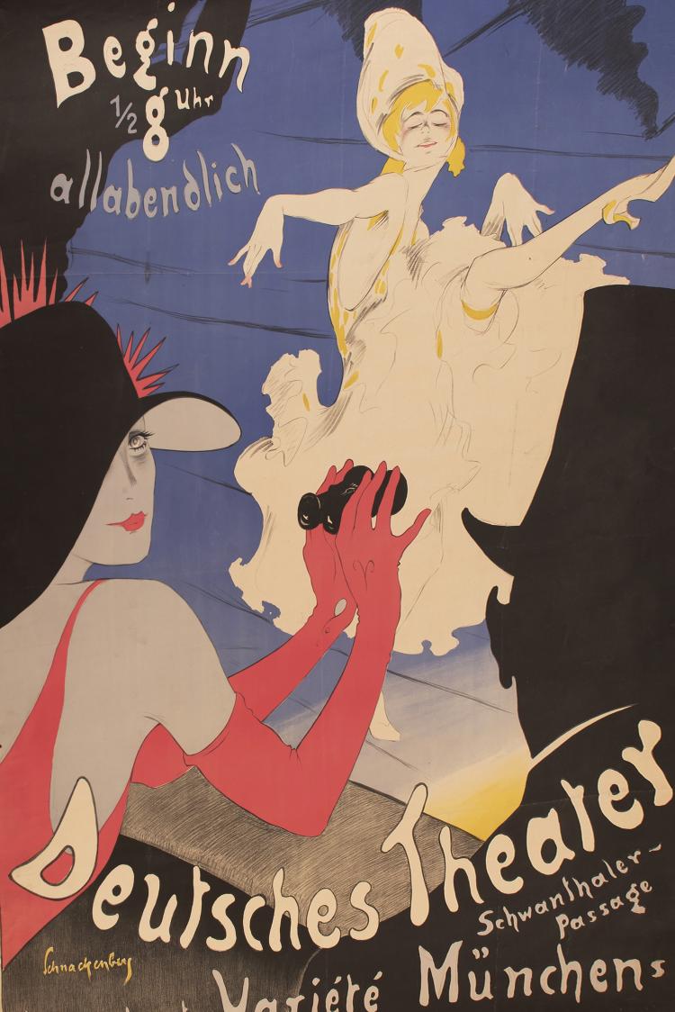 Hauptbild zu Objekt, Poster 'Deutsches Theater - vornehmstes Variet&eacute; M&uuml;nchens', 1910, Kunstanstalt O. Cons&eacute;e M&uuml;nchen, 144B 578